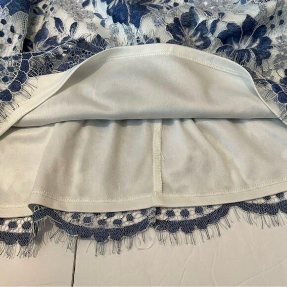 Jessica Howard Blue White Embroidered Lace Dress Size 6 - Picture 8 of 13